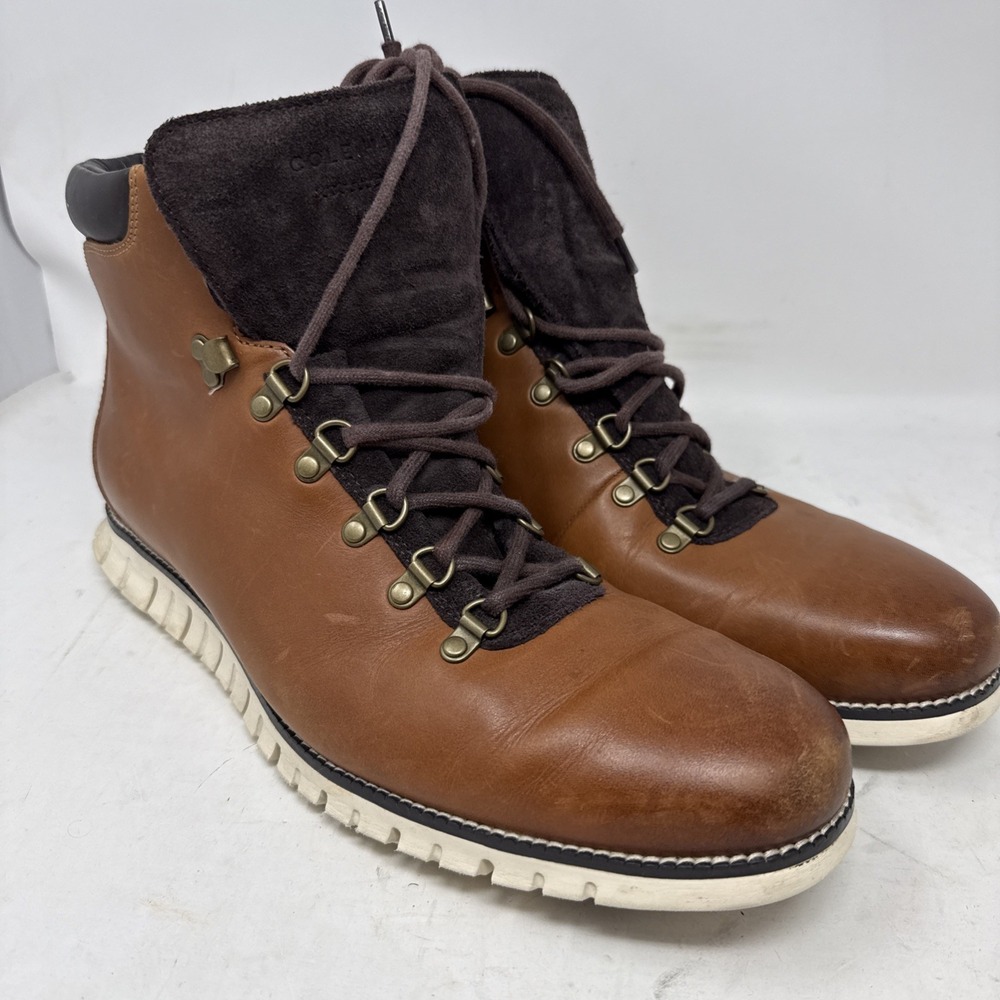 Mens 13 Cole Haan Zerogrand British Tan Omni Hiker Water Resistant Boot C35595